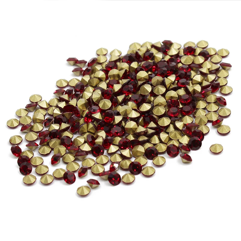 High Quality Light Siam Crystal Beads Chaton ss12 Pointback Rhinestones for Nails Bags Garments