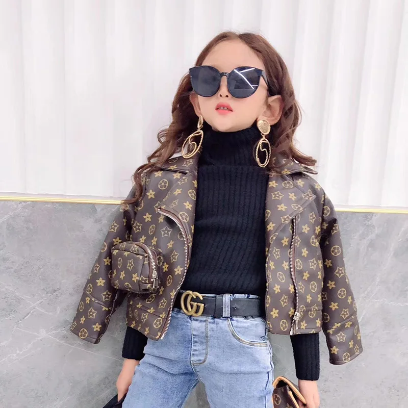 
Wholesale Cheap Fashion Coat Style Kids Girl New Kid Fall Clothing Kid Girls Coats With Big Leather 