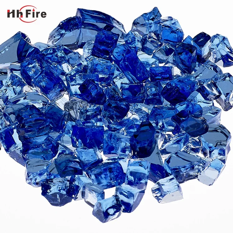 
Cobalt Blue Reflective Glass Stone Fire Pit Glass Rocks Replaces Volcanic Stone Fire Resistant Glass 