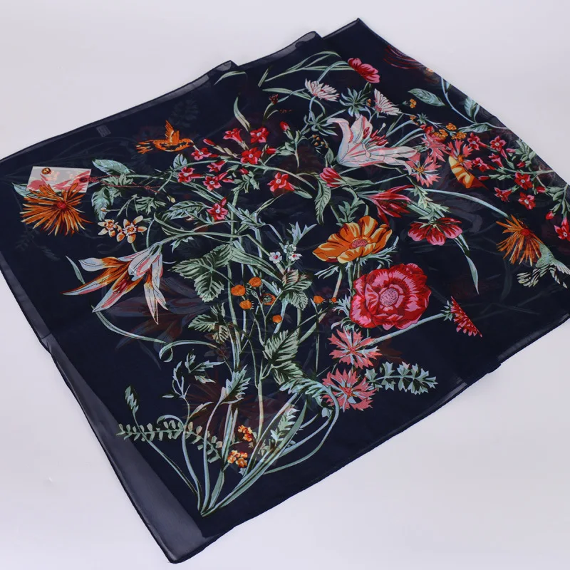 Elegant Chinese Style Chiffon Printing Brand Gift Silk Scarf Fashion Muslim Women Collar Hijab Scarf