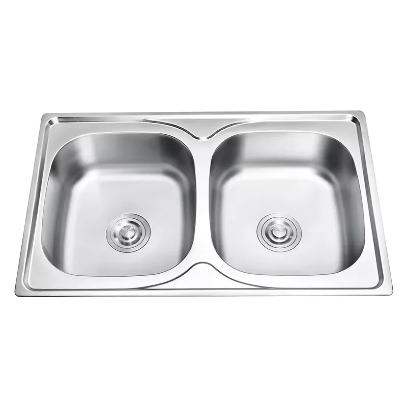 Factory Wholesale Thickened Stainless Steel Double Bowls Washing Basin Rectangular Morden Kitchen Sink