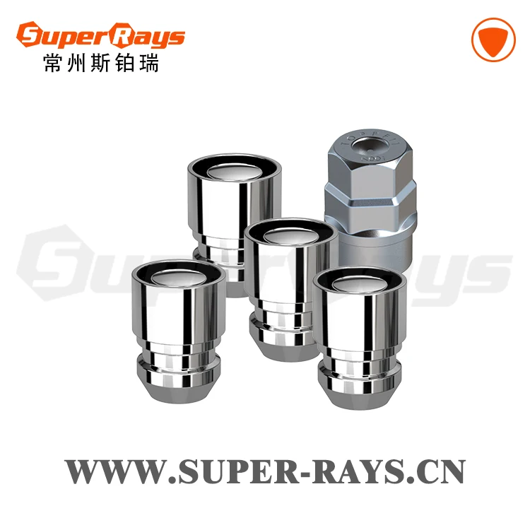 WHEEL NUT LOCK WITH Shrink-Ring SET ,CONE SEAT,L=34mm,CHROME,KEY L=42mm,ZINC,4+1PCS/SET,Blister Packing