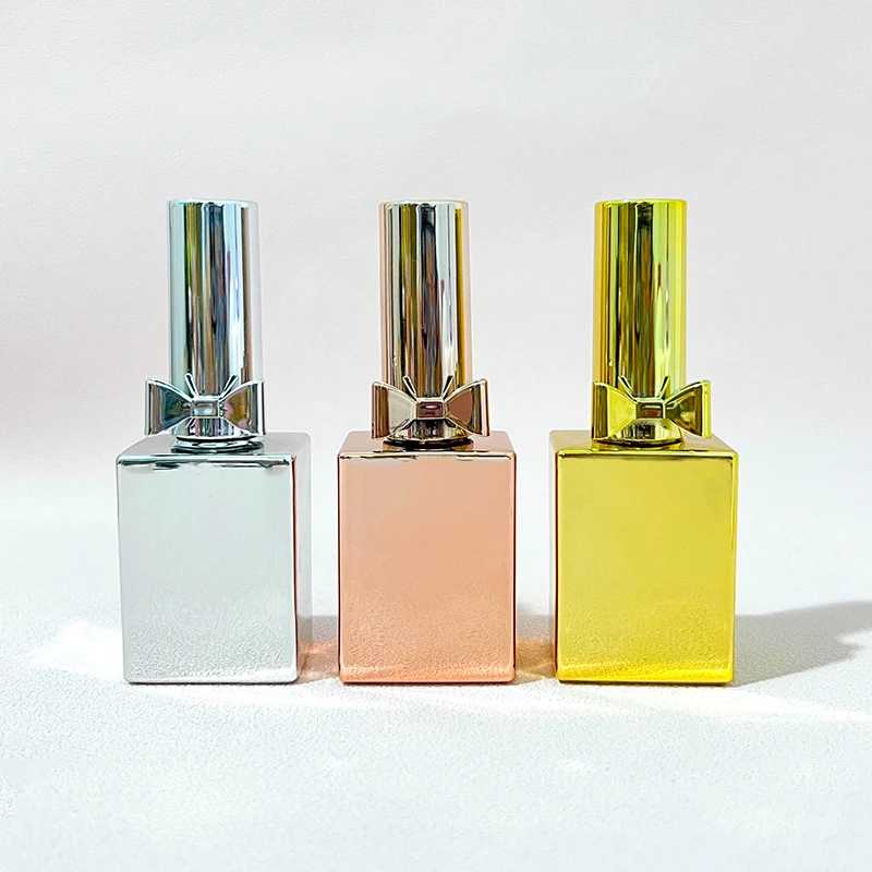 Luxury 15ml Fancy Uv Nail Gel Bottle Empty Nail Polish Bottles Gold Silver Rose Gold Nail Polish Glass Bottle  With Brush