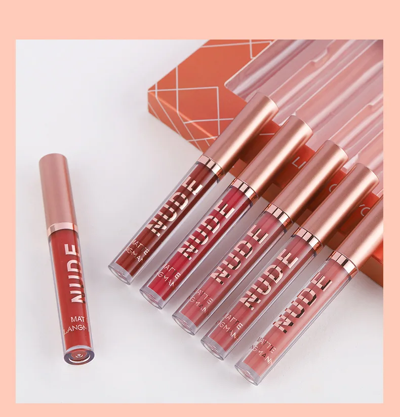 12Pcs korean makeup custom Nude Liquid Lipstick tinted lipgloss Pigment Matte Lip Stain gloss glaze Liner Pen make up Set kit