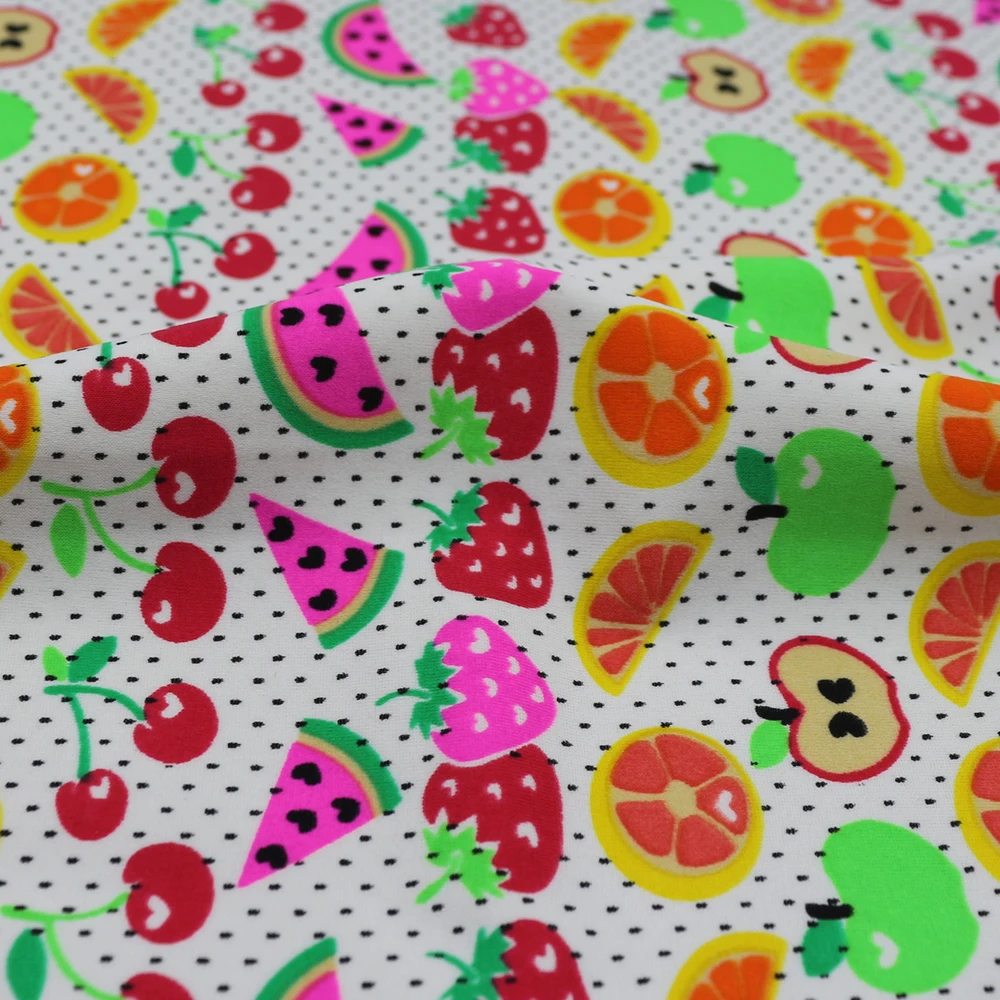 High Quality Elastic Cute Fruit Pattern Custom Digital Printed Spandex Polyester Fabric