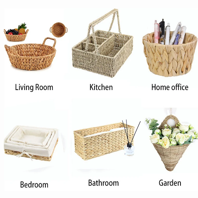 Factory wholesale High Quality  Water Hyacinth Home Decor Storage Basket