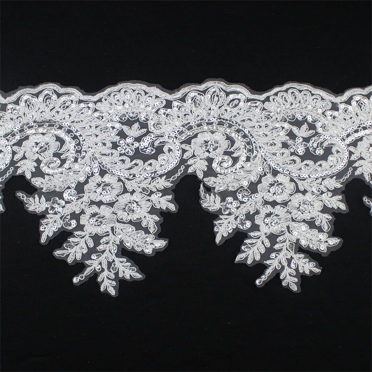 Wholesale High Quality  Bridal Lace Fabric Embroidery Silver Lace Trim Guipure Trimming Fabric For Garment Table Cloth Safa