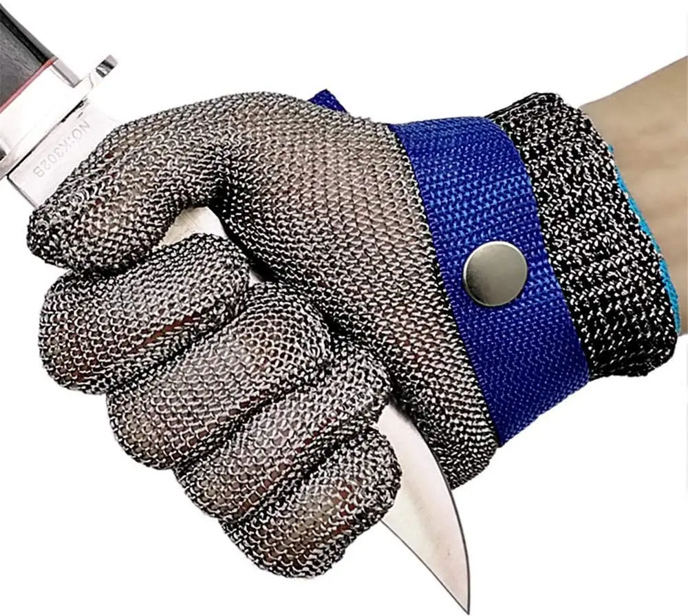 Factory Price Durable Level 9 Cut-Resistant Gloves with Stainl Steel Mesh Rustproof Metal Wire Nylon Lining for Food Safety