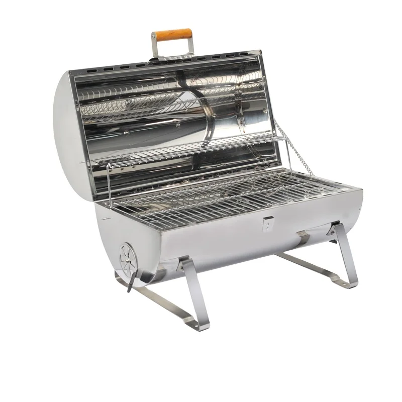 
OEM Factory Stainless Steel Portable Barrel Barbecue Grill Mobile Bbq Charcoal Twinscook Grill 