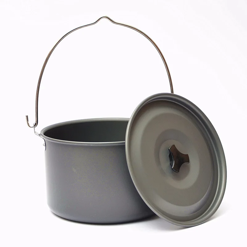 Outdoor picnic single pot aluminum alloy camping hanging pot 5-8 people marching picnic set pot