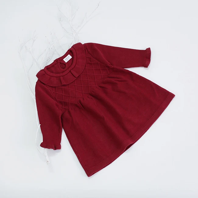 Autumn and winter baby wool knitted long-sleeved dress warm woolen dress