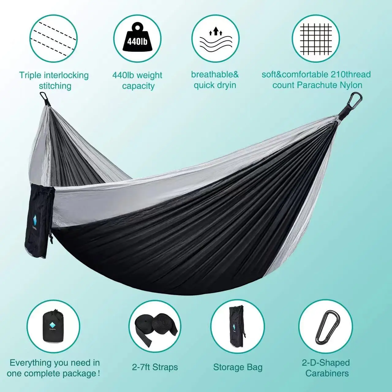NPOT High Quality 210T outdoor hiking Nylon Portable swing hanging Parachute Camping Nylon Tent Hammock