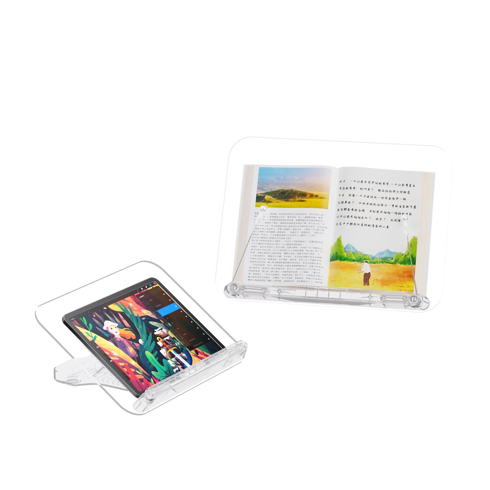 Acrylic Reading Book Stand With Hidden Clip Height Adjustable cookbook holder reading desk stand acrylic book stand for reading