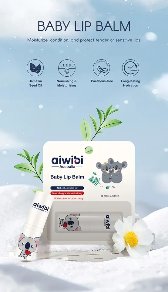 Aiwibi Australia kids lip balm Wholesale Cheap Natural Organic Camellia Seed Oil Mini Cute Baby Lip Balm