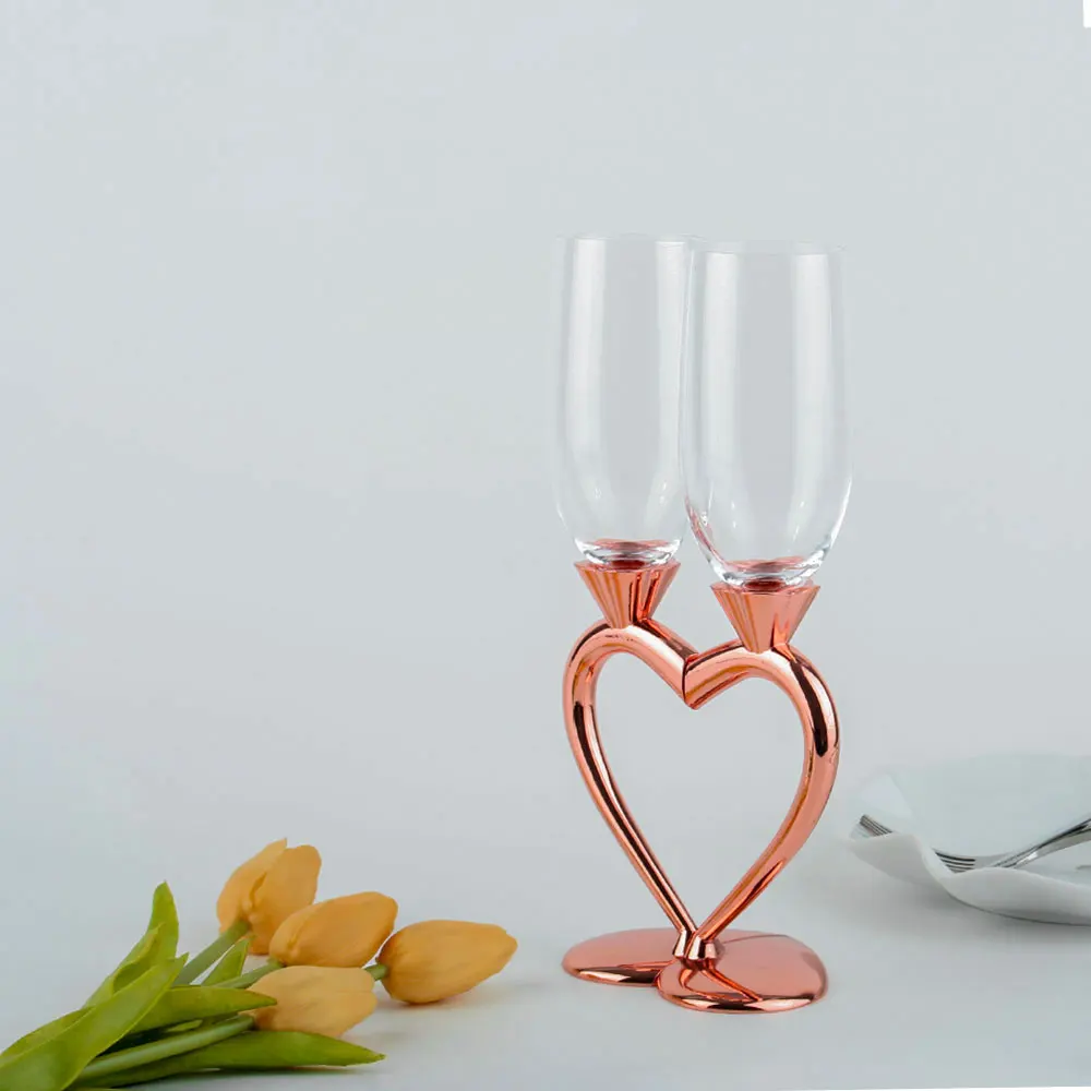 Romantic Heart-Shaped Wine Luxury Wedding Tableware heart stem champagne glass
