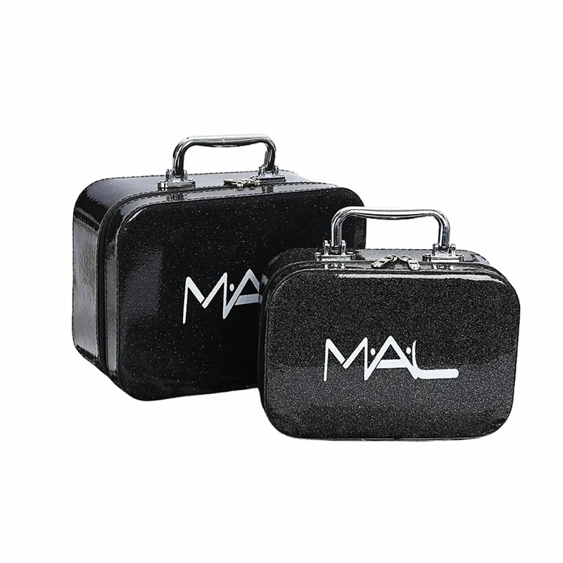 Portable Girls Pink Makeup Case PU Leather Waterproof Makeup Organizer With Mirror Light Weight Beauty Makeup Box