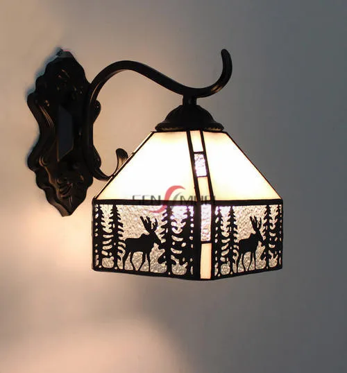 Factory Wholesale Custom Stained Glass Hand Welded Tiffany Style Wall Lights Retro Decorative Sconces