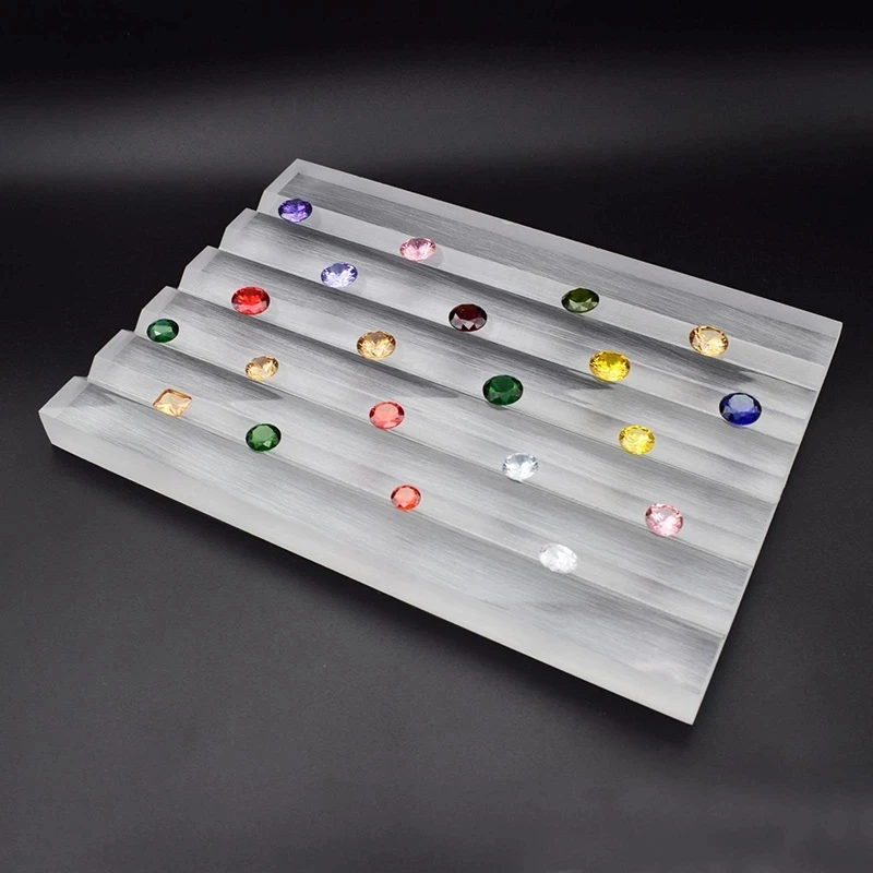 Acrylic Gem Display Tray GemStone Holder Transparent And Frosted Diamond Jewelry Beads Showcase