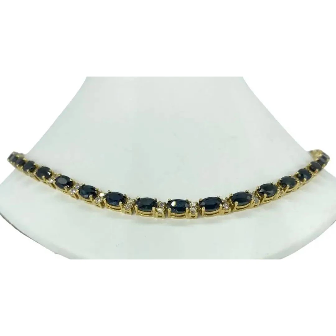 Pink Cubic Zirconia Tennis Chain Necklace 18K Gold Plated Tennis Necklace Blue Sapphires Diamonds Tennis Chain Necklace