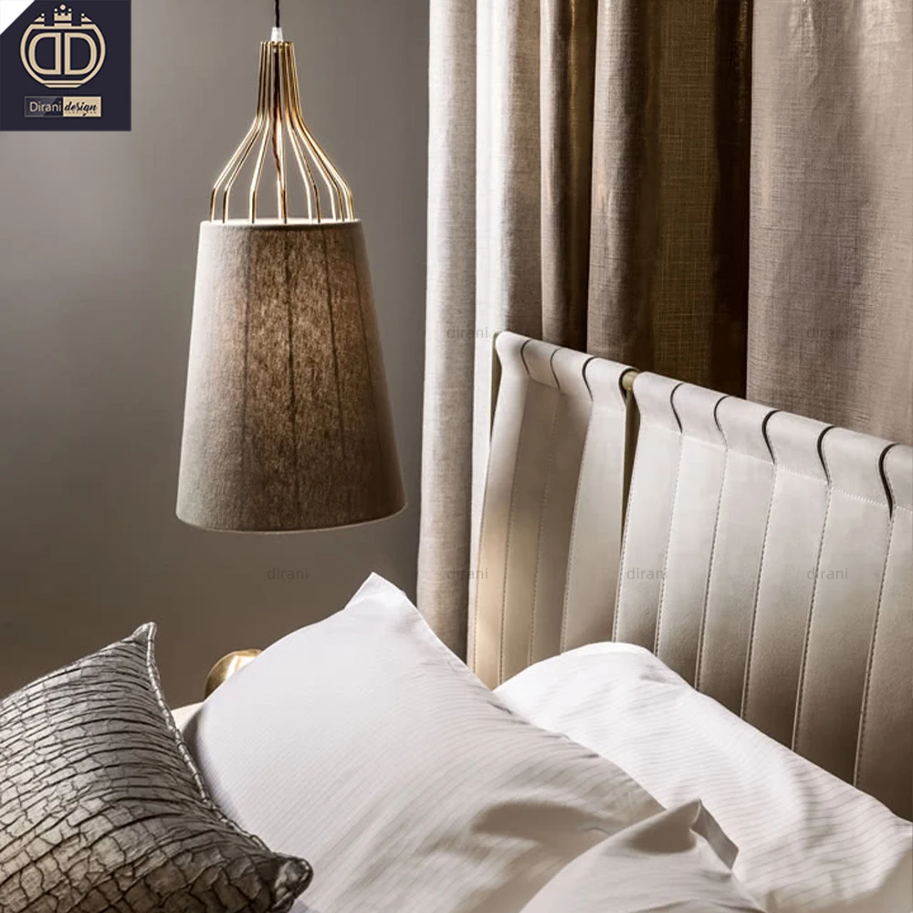 new latest model stainless steel metal modern twisted bands nubuck leather bed designer twist double bed