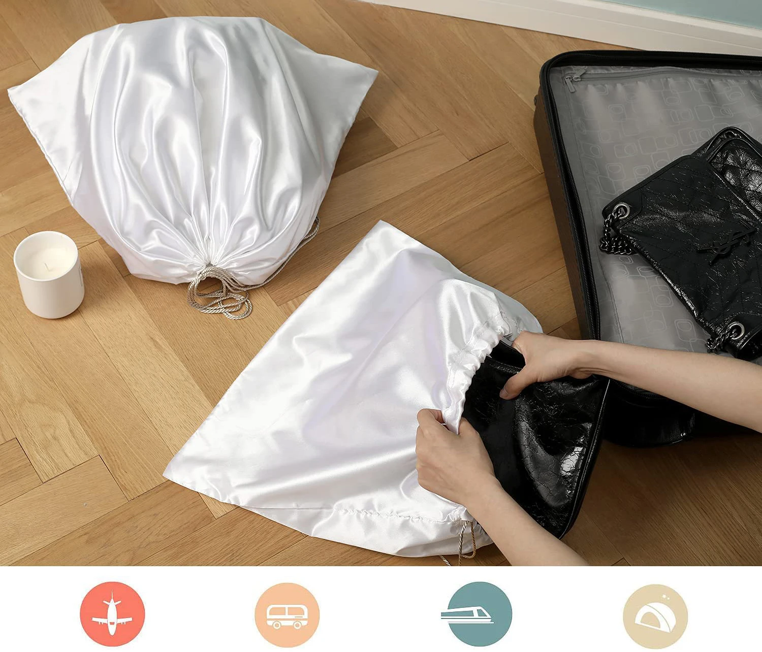 Eco Silk Dust Bag for Handbags Luxury Drawstring Dust Proof Bag Travel Storage Pouch for Shoe Boots