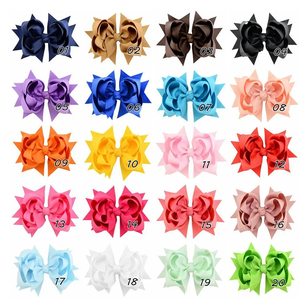 Customized handmade kids 5 inch boutique grosgrain ribbon hair bow with clips