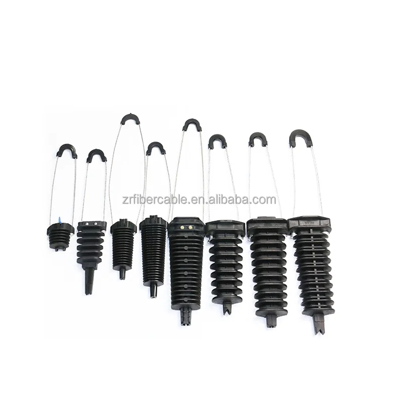 Wedge Type Ftth Adss Round Cable Anchoring Branch Clamp Plastic Single Core Cable Anchor Clamp Fiber Drop Cable Dead End Clamp