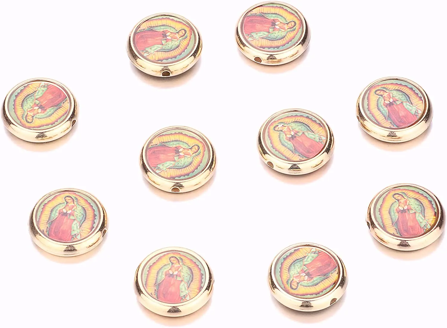 40pcs Acrylic Our Lady Virgin Mary Beads Miraculous Medal Floral Rosary Centerpiece Crucifix Bracelet Pendants Charms_2