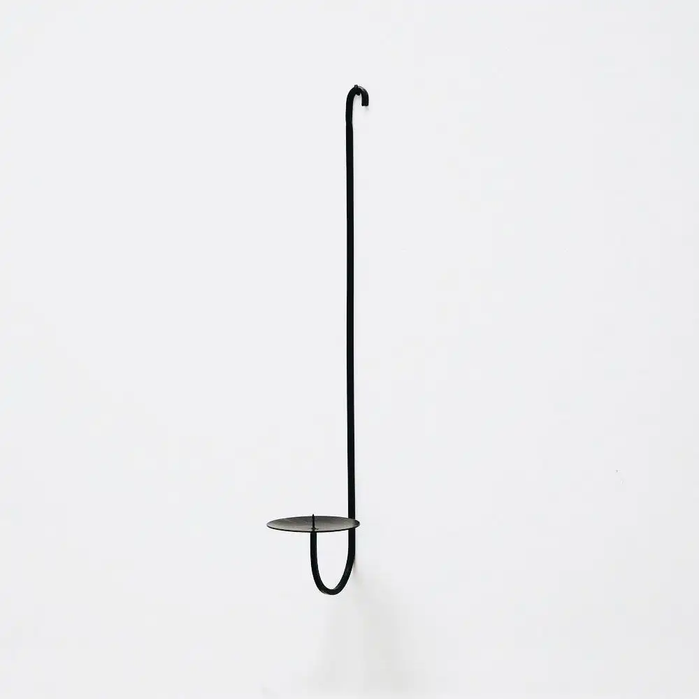 Oniya Modern Black Wall Mount Iron Single Candle Holder