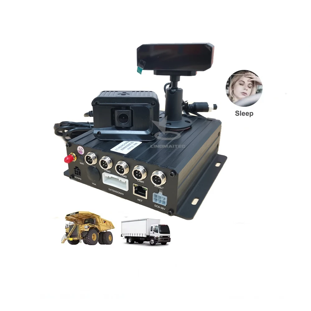 4 channels driver fatigue monitor system with recording built-in GPS G-sensor hard disk storage