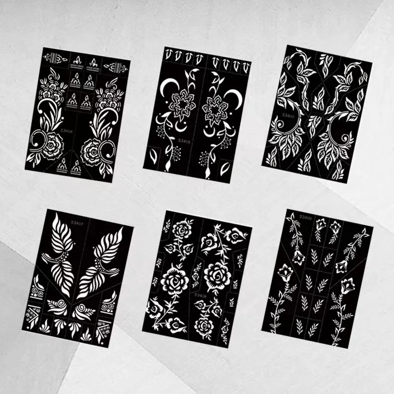 New Design Henna Stencil Temporary Hand Template Tattoo Body Sticker Template Wedding Tool India Flower Henna Stencils For Hand