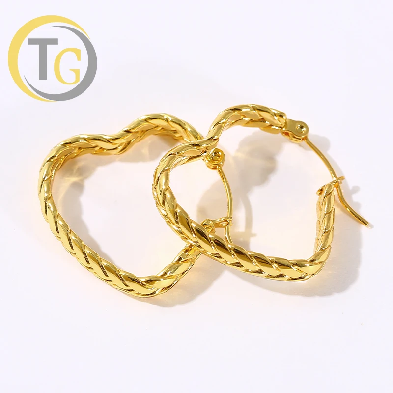 18k Gold Plated Chunky Big Circle Dangle Hoop Earrings Trendy Fancy Jewelry Sterling Round Vintage Women Earring
