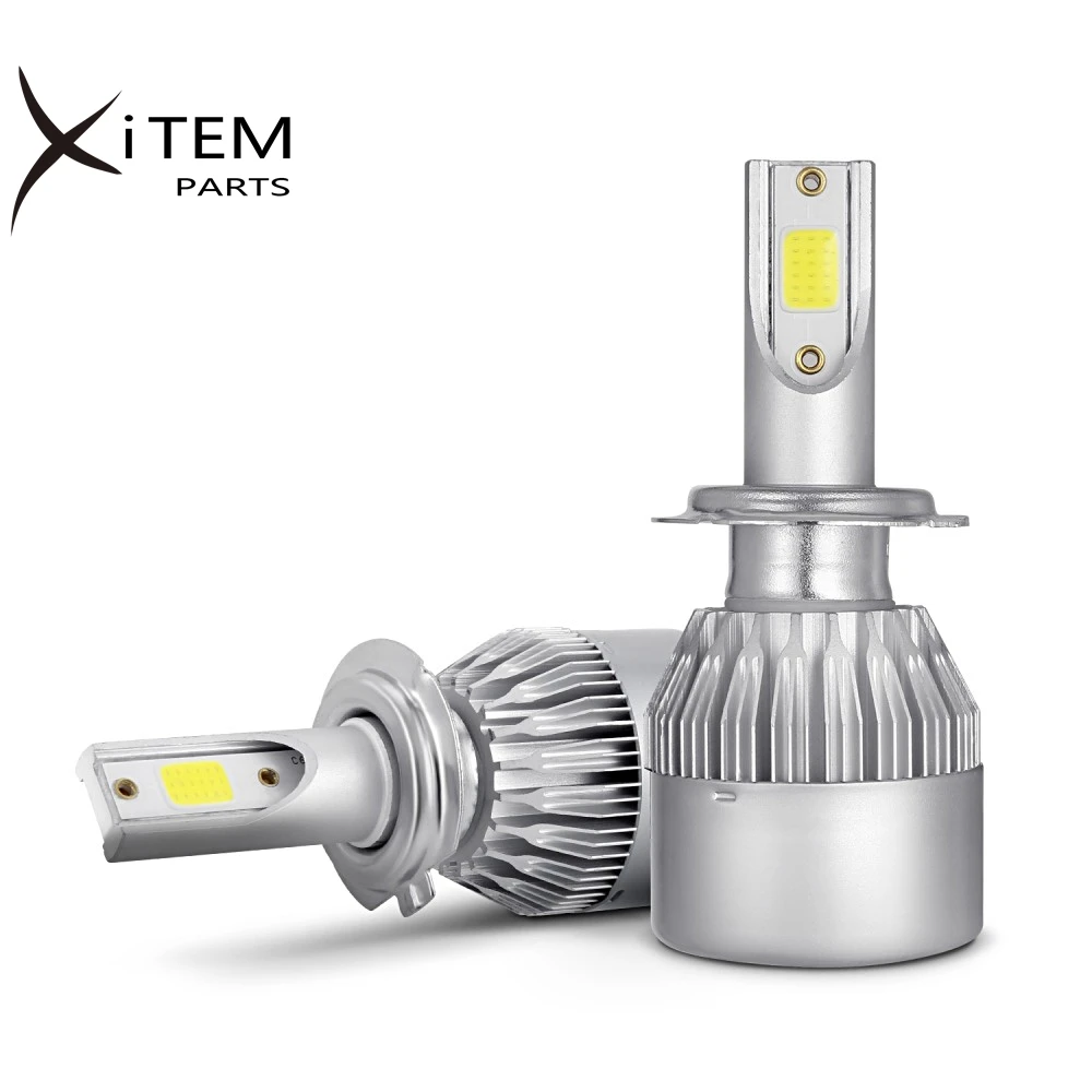 universal heat sink cob chip 9005 9006 H1 H3 H7 7600LM Auto C6 led headlight bulb S2 COB LED