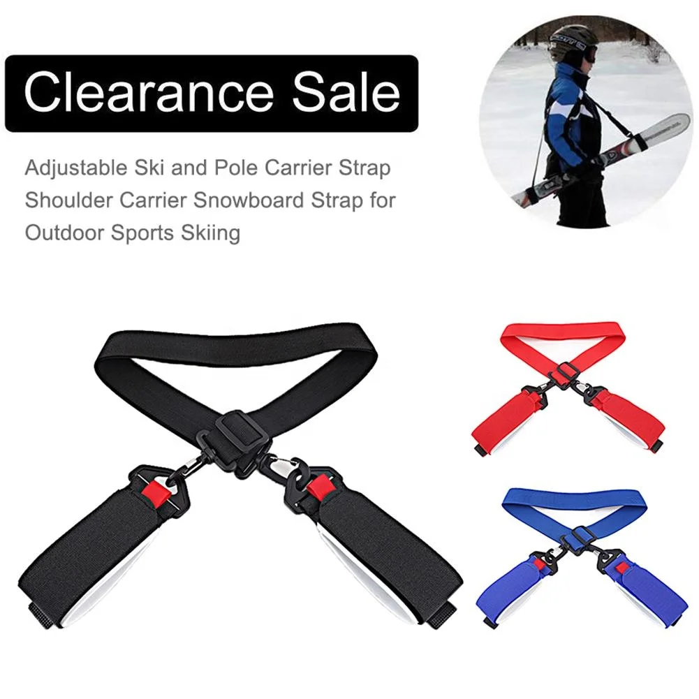 Custom logo Nylon Adjustable Nordic Alpine Ski Carry Shoulder Strap Ski shoulder strap Multi-function shoulder strap