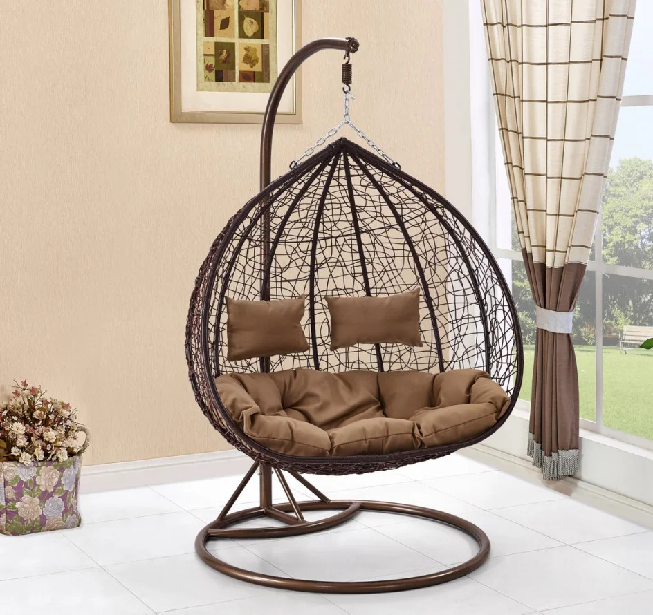 Double Patio Swings indoor Hanging Egg Chairs Rattan / Wicker Chairs Hammock Outdoor Swing Chair