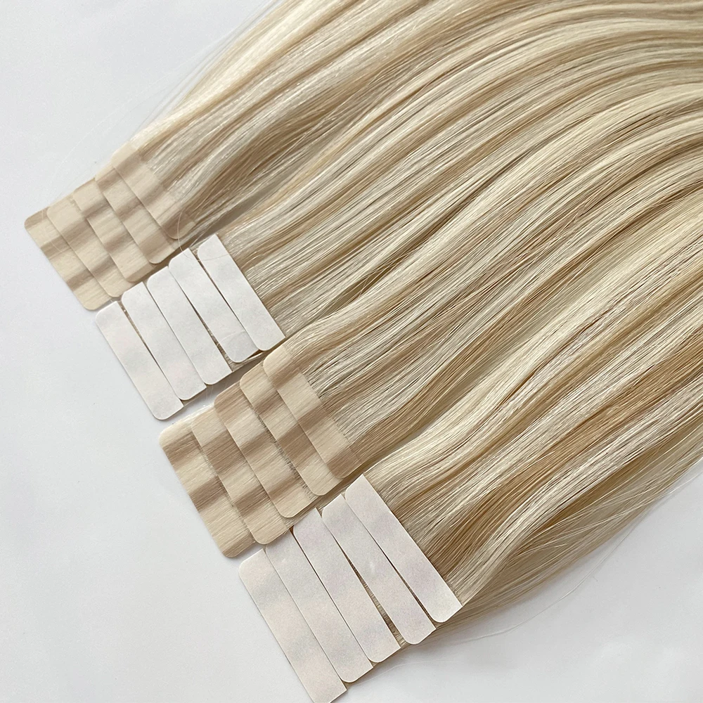 New Invisible Remy Skin Weft Full Shine Solid Blonde Color Advanced Hair Tape Extensions