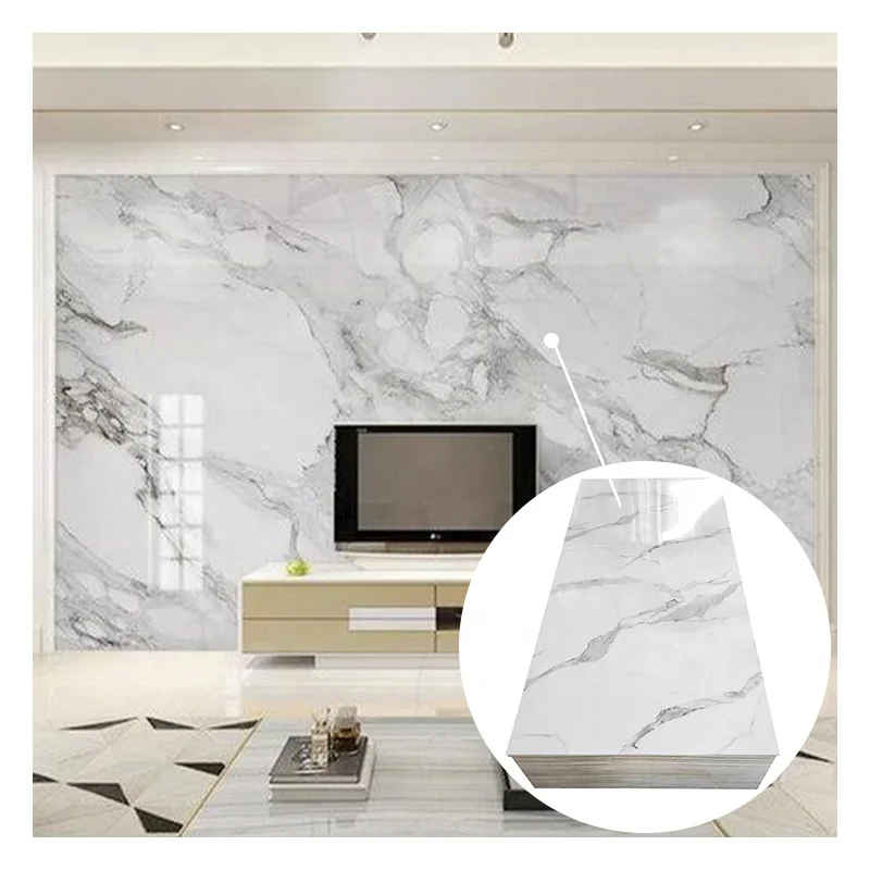 Best Price Waterproof Glossy PVC Marble Sheet UV Coated With Fancy Style