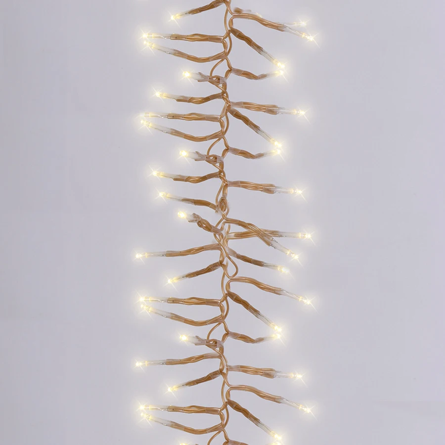 Battery Operated 5FT 150 Count 3MM Concave Gold Wire Cluster Garland Lights Warm White For Indoor Outdoor Decorative