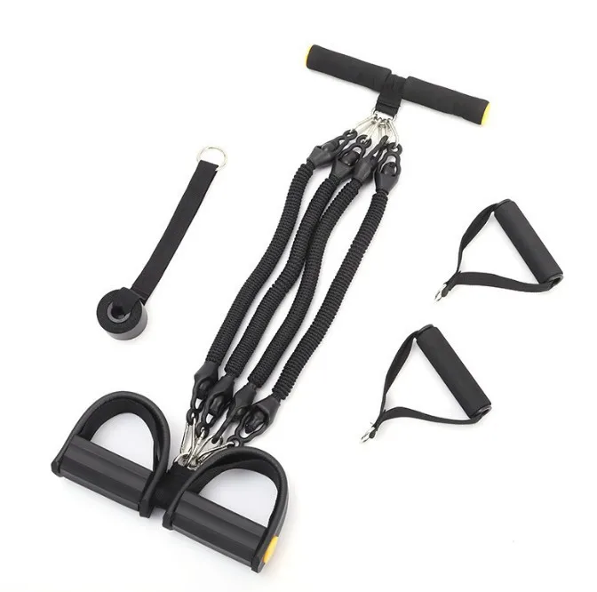 Multifunctional Removable 4 Tubes Resistance Band Leg Stretching Slimming Training Yoga Pedal Resistance Band