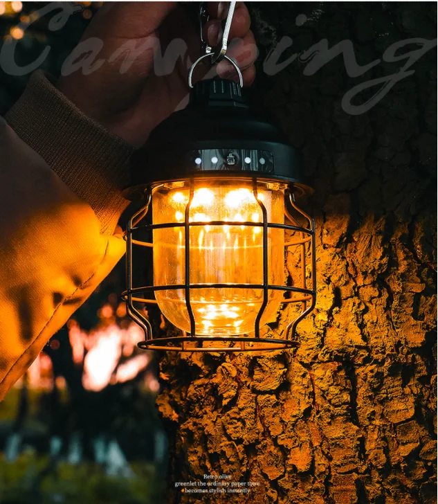 multifuncional vintage foldable portable rechargeable magic cool tent retro camping light lantern led