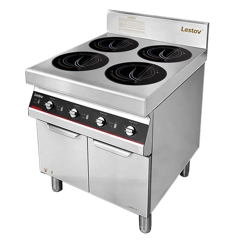 Lestov 4 Zones Commercial Induction Range Cooker with Knob Control for Restaurant Canteen Use