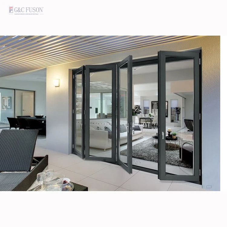 French Style Extruded Aluminum Frame Folding Door/Soundproof External Low Price Aluminum Folding Door