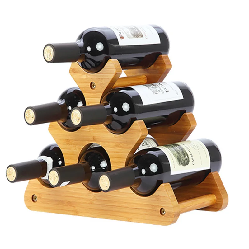 Factory wholesale creative wood wine rack on the table wooden wine display holder
