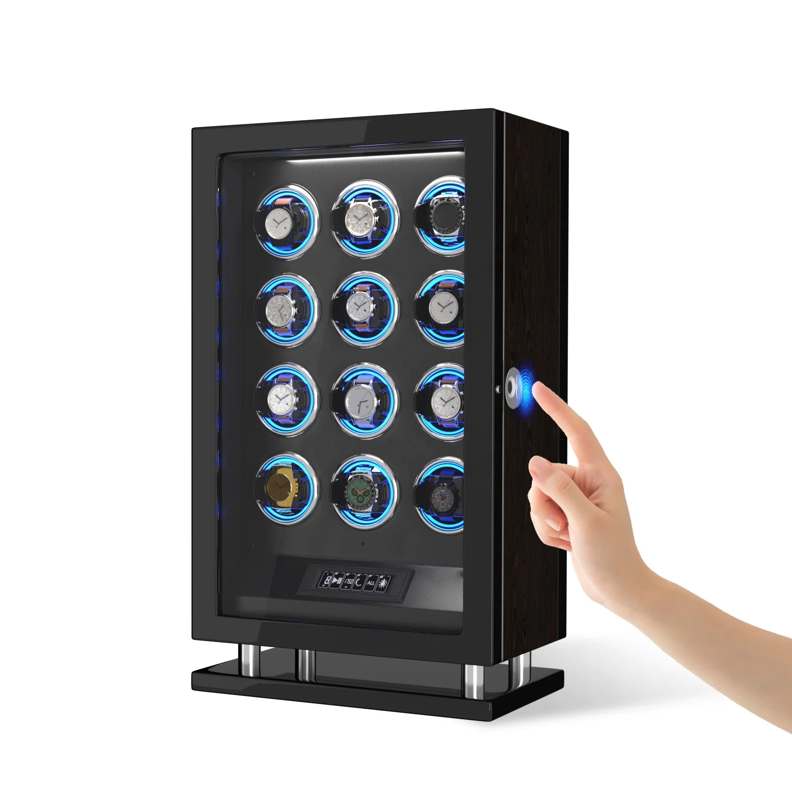 Пользовательские наручные часы Winder RGB светодиодный сенсорный экран 12 Слот Часы автоматический японский Mabuchi мотор коробка передач