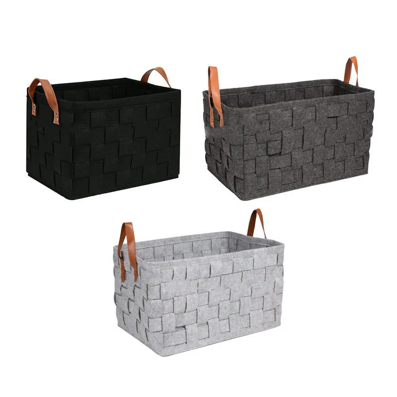 Factory Direct Hotselling Foldable Handmade Woven Storage Felt  Basket