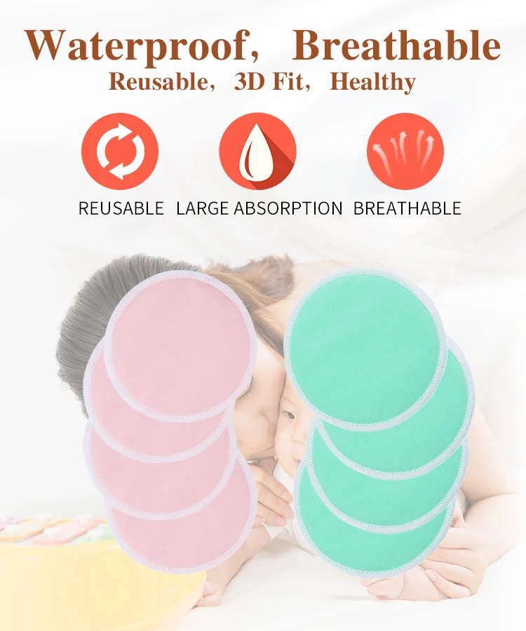 
Adult organic bamboo reusable and washable leak-proof washable nursing breast pads 