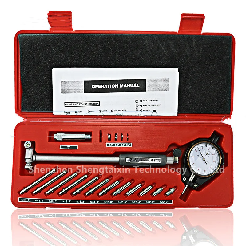 Циферблат с индикатором внутреннего диаметра, 0,001 дюйма, 2-6 дюймов, длина стержня цилиндра, 6 дюймов