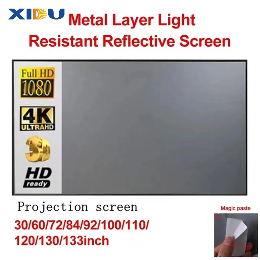XIDU Hot-Selling Light-Proof Convenient Foldable Projection Screen 200-Inch Curved Outdoor 4K Projector Screens