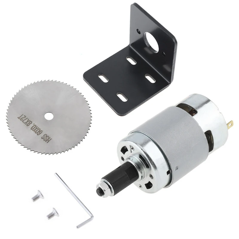12-24V 775 DC Motor Table Saw Kit with Ball Bearing Mounting Bracket and 60mm Saw Blade Servomotor de  Motor de engranajes