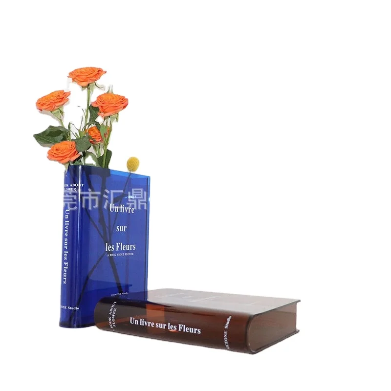 2022 Modern art acrylic transparent book vase simple living room flower arrangement water home stay decoration